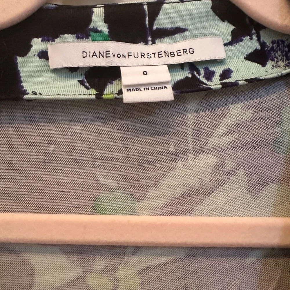 Diane Von Furstenberg Floral Long Sleeve Dress - Blue and Green - Picture 9 of 9